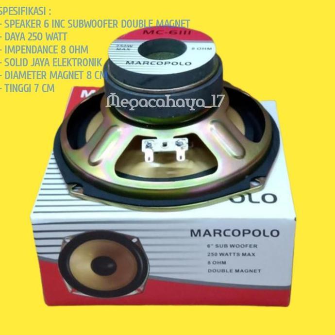 promo Speaker 6 Inch Bass Subwoofer Marcopolo 6" Double Magnet - MC 6111