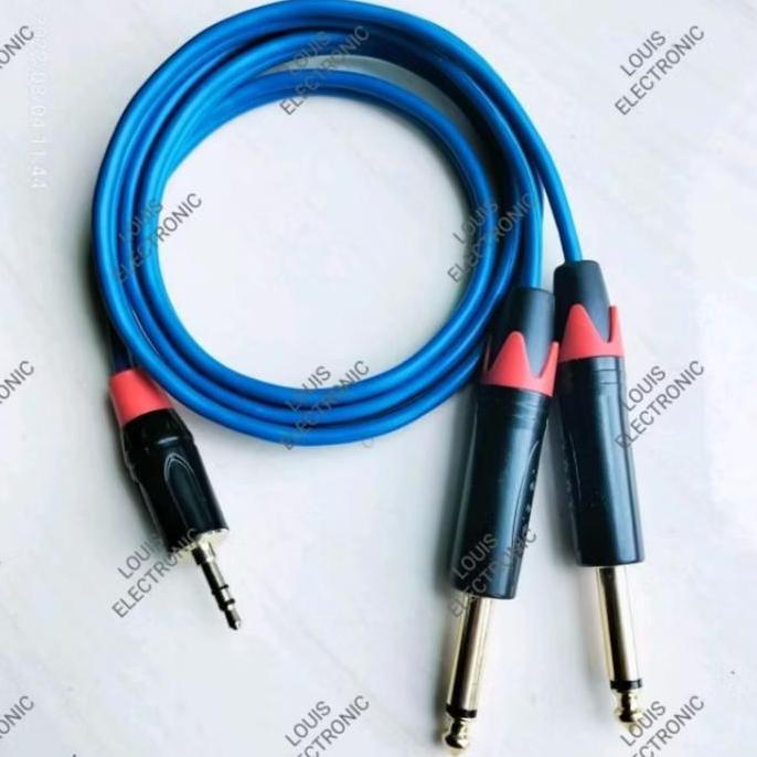 promo Kabel Jack HP Ke Mixer Aux 3.5mm Stereo To 2 Akai 6.5mm Mono (5 Meter)