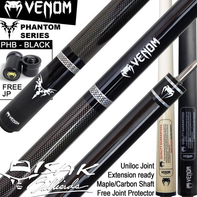 Venom Phantom Black Cue PHB - Uniloc Extension Bumper Stick Billiard