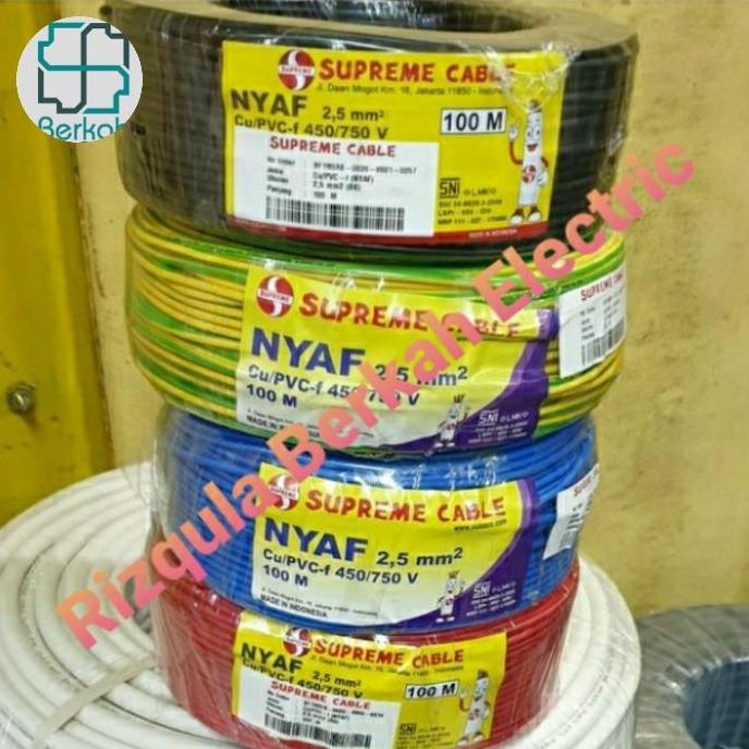 Bst Ready Kabel Nyaf 1X2.5 Supreme 100 Meter.Warna Hitam/Biru/Merah/Kuning Hijau Best Seller
