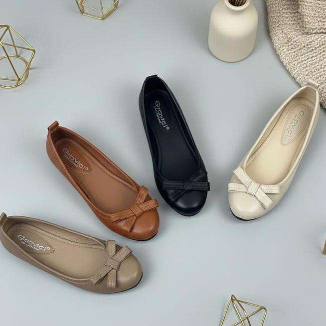 Gravici Sepatu Flat Wanita As27 Bahan Sintetis Hitam Korea Style Nyaman Untuk Kerja Kuliah Sepatu Se