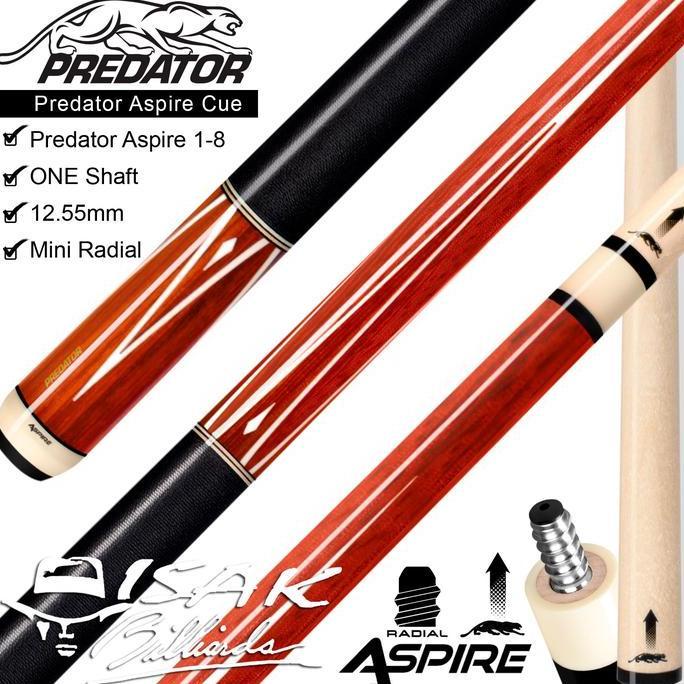 Predator Aspire 1-8 Pool Cue | low Deflection Radial Stick Billiard