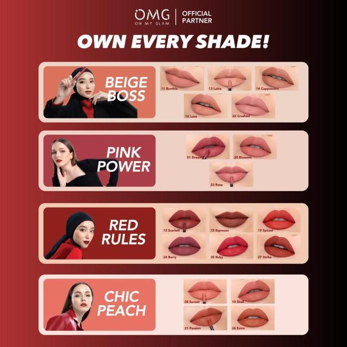 Lipen- Omg Mattelash Lip Cream Oh My Glam Tahan 12 Jam Pewarna Bibir Gloss Lipcream Lipstick Lipstik