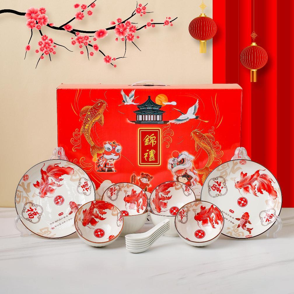 [SET BESAR] Hampers Imlek Set Mangkok Keramik Premium Peralatan Makan /  Set Piring Mangkok Keramik 