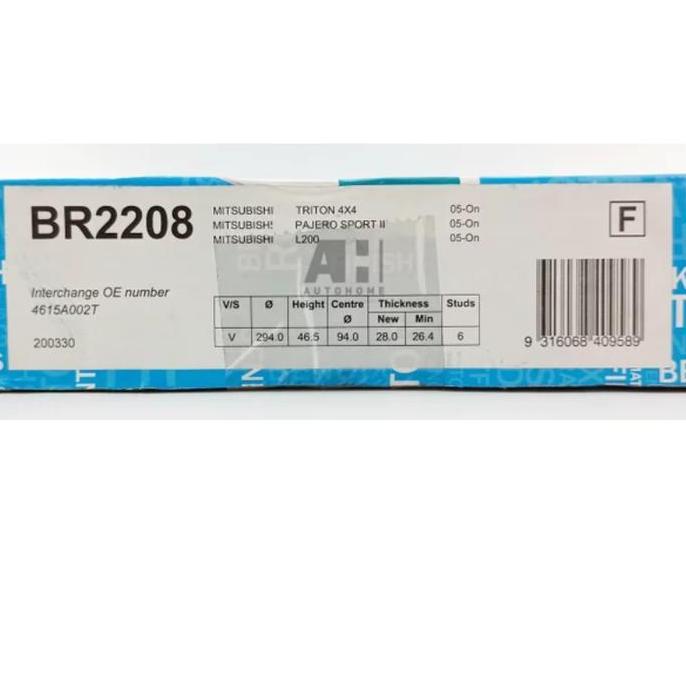 Piringan Cakram Pajero Sport 2008-2015 BENDIX Disc Brake Rotor BR2208