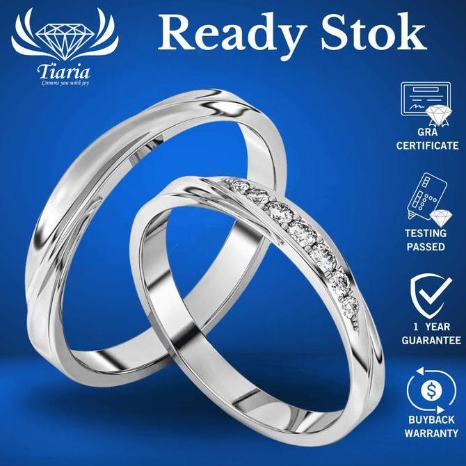 Cincin perak lamaran tunangan nikah couple lapis emas putih/platinum