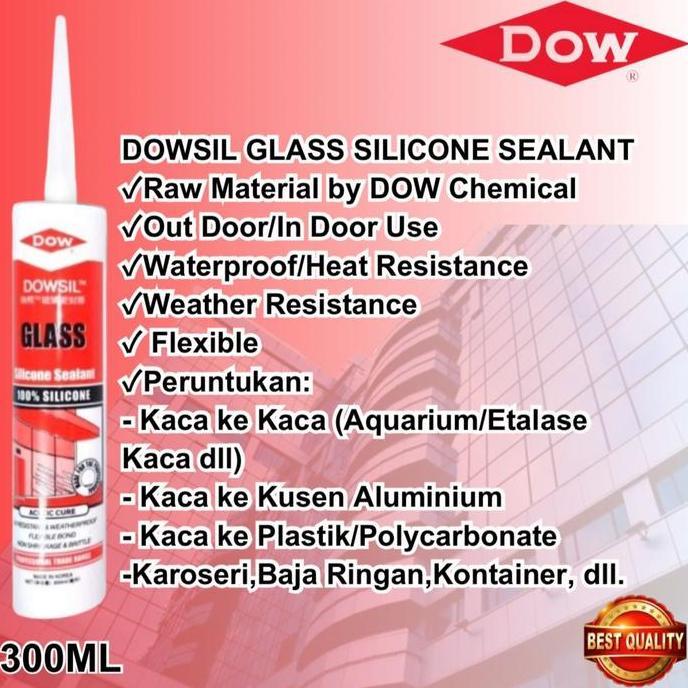 Lancarjaya- Lem Silikon Dowsil Glass Sealant/Dowsil Glass/Dowsil:Clear/Black/White