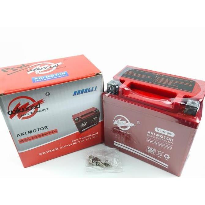 Cod,Bisa- Wilwood Baterai Aki Motor Honda Vario 125 Techno Fi Vario 150 Satria Fu Gtz7S 7Ah Gtz-7S M