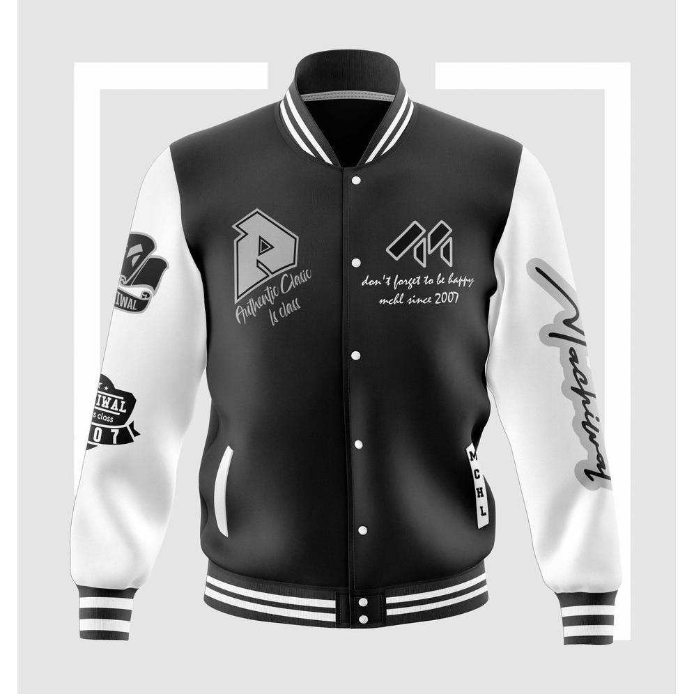 100% Aman Jaket Sweater Varsity Baseball Pria Original Bahan Tebal