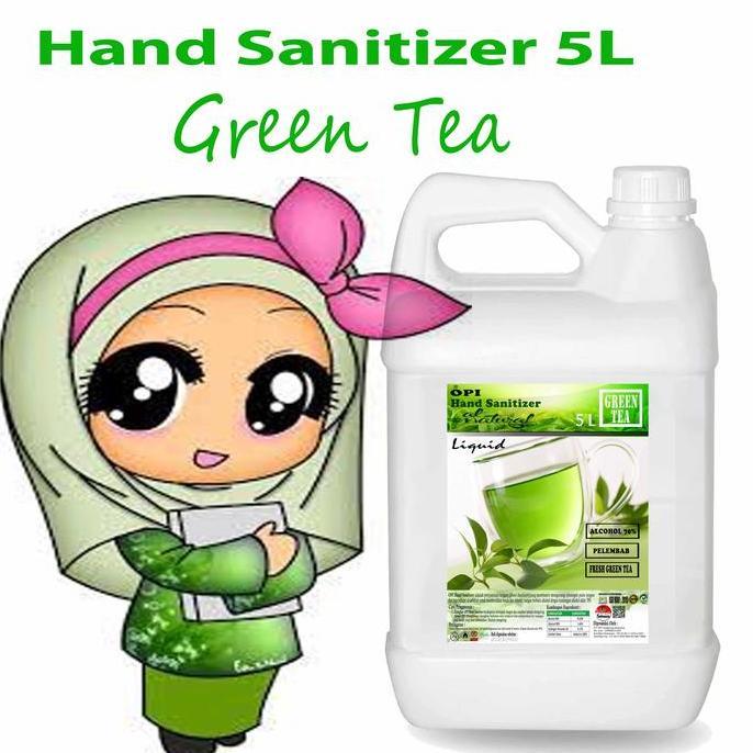 Hayuco- Opi Hand Sanitizer Green Tea Wangi Desa Varian 5L Cair Alkohol Base Dan Non Alkohol Dengan C