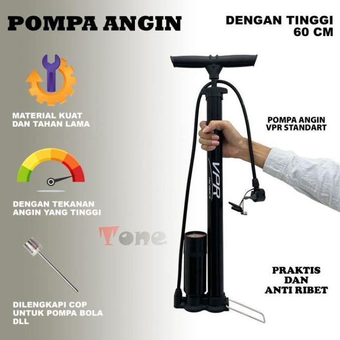 Pompa Angin Sepeda Motor Mobil Tabung Meter Black / High Pressure Pompa Angin VPR Portable Untuk ban
