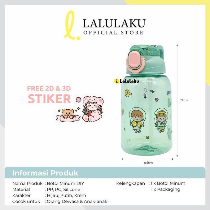 Yxwrg- Botol Minum Stiker Diy 2D 600Ml Sekolah Kantor Olahraga Sport Dewasa Dan Anak-Anak