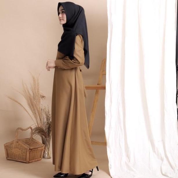 Hokywoi- Gamis Polos Seragam Pns Pdh Khaki Tua Toyobo Fodu Kain Muslim  Dress