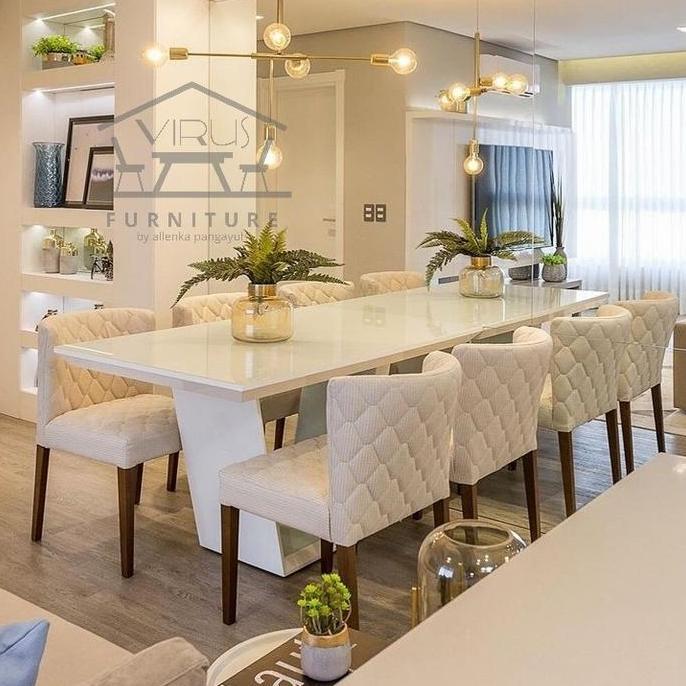 Terlaris Set Meja Makan Top Marmer Kursi 6 Kayu Jati Tpk Perhutani