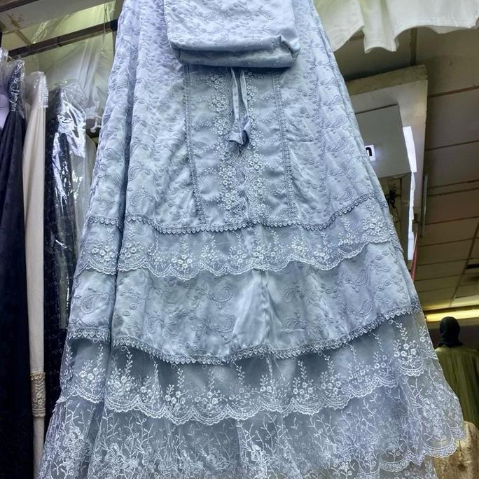 DF234 - Mukena bahan sutra Paris KD renda tile