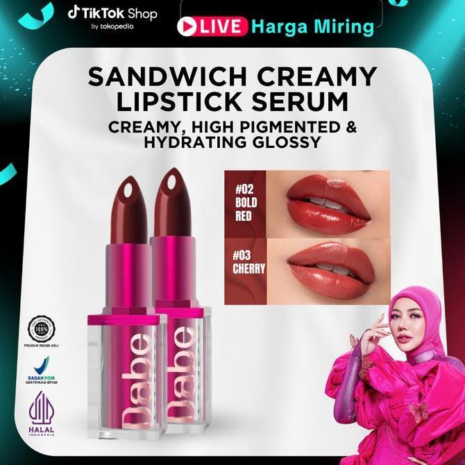 Lansungkirim- 2 Sandwich Creamy Lipstick Serum Dabe Beaute