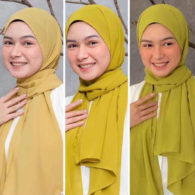 DI162 - SERIES LEMON - LIME / Hijab Pashmina Warna Lemon Pashmina Ceruty Babydoll Premium ( Hijab Wa