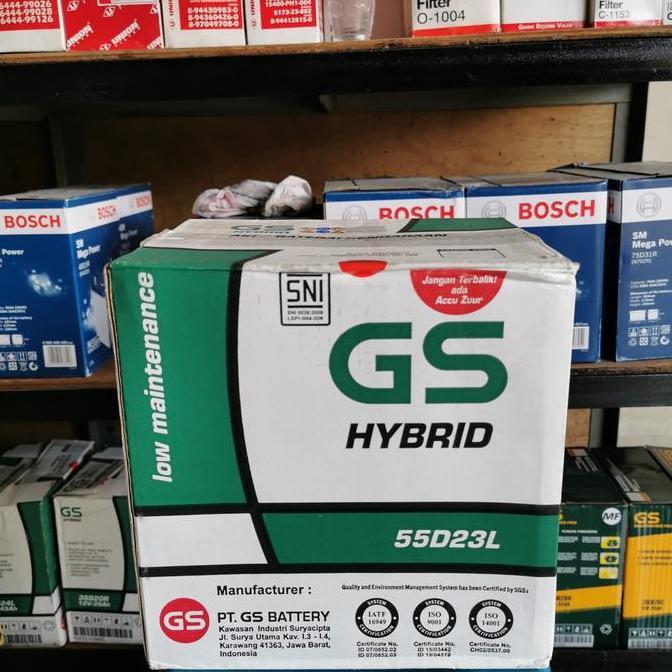Terlaris Aki Baterai/Battery Mobil Genset Gs Astra Hybrid 55D23L Grs 3 Bln