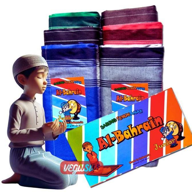 DF290 - Al-Bahrain Sarung Anak Laki Junior SD SMP Kain Tenun Al Bahrain Ukuran 90x108cm Muslim Koko 