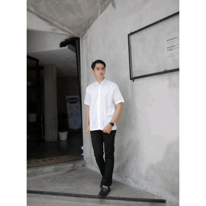 DF300 - Atasan Muslim Pria Dewasa Baju Koko Kerancang Padang Premium Quality Baju Koko Putih