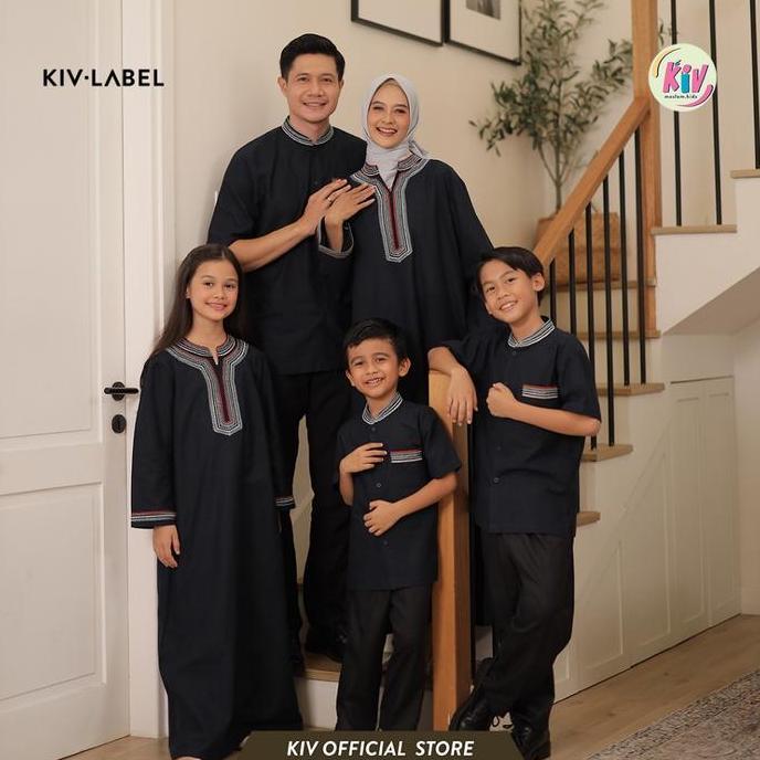 DF280 - KIV Sarimbit Navy Bayanaka Series Lebaran Baju Muslim Raya Keluarga Family Set Couple Gamis 