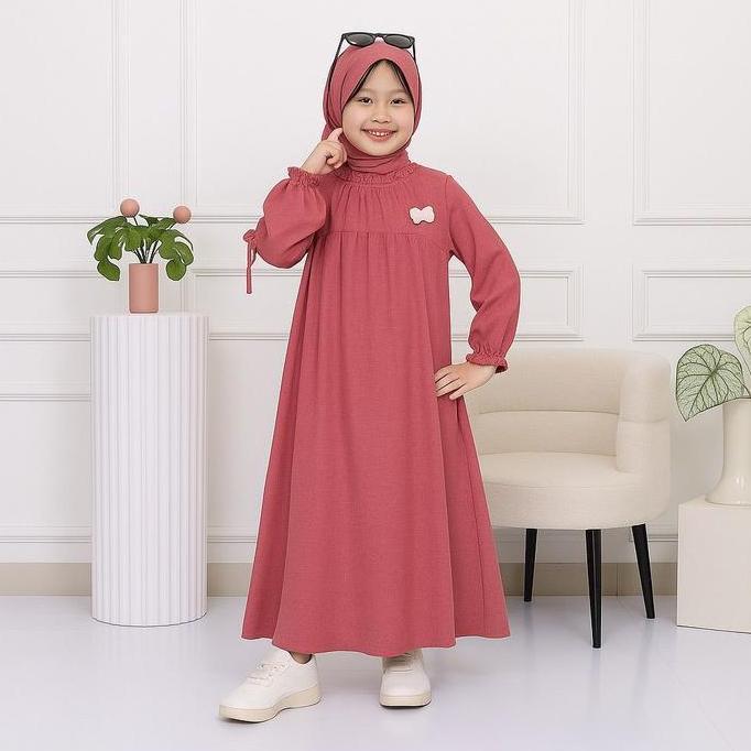 DV374 - Baju Gamis Anak Perempuan Umur 2-12 Tahun//Pakaian Baju Muslim Anak Cewe Free Hijab Terbaru 