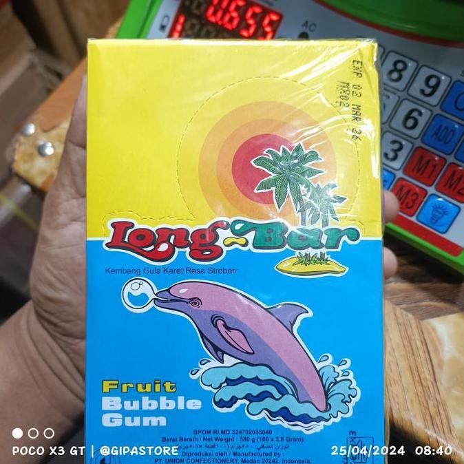 permen karet longbar 1 kotak isi 100