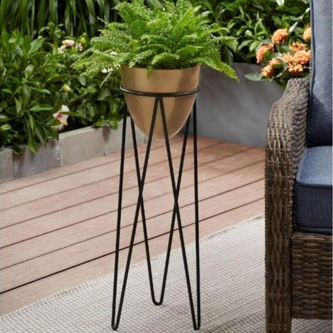 Standing Pot Bunga Model V / dudukan pot besi DIAMETER 20CM TINGGI 50