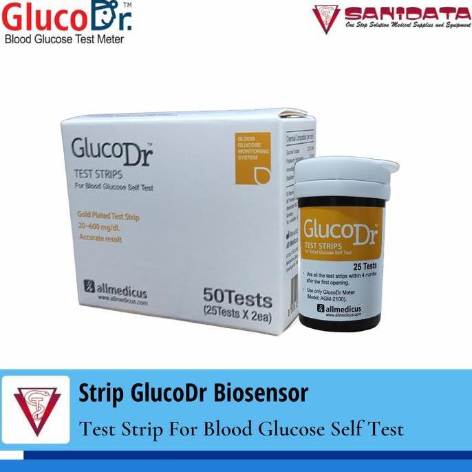 Strip GlucoDr Biosensor (Code 8) isi 50 stik gula glucose bio