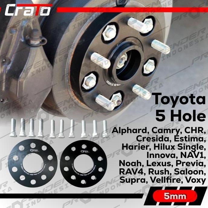 Wheel Adaptor Velg Spacer Aluminium - 5 Hole - Toyota - 5-114.3-60.1 5mm 10mm 15mm 20mm 25mm 30mm - 