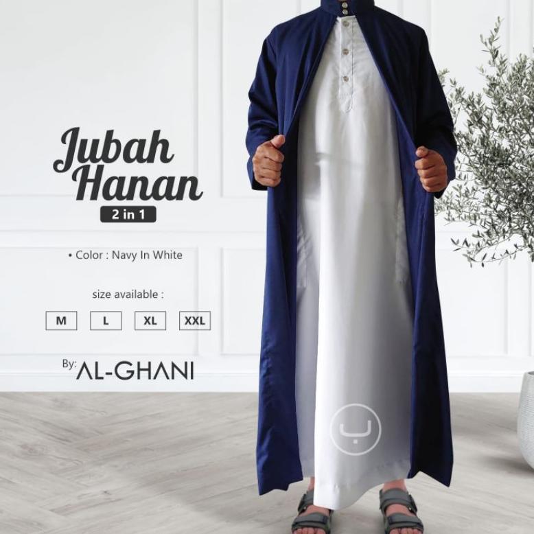 Hot Sale 1 Set Jubah Pria Luar Dalam, Jubah Hanan 2 In 1, Jubah Gamis Pria Premium Bahan Katun Exlus