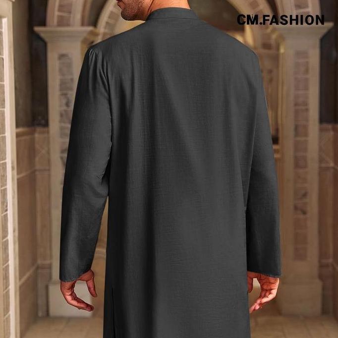 Discount Bisnis Jubah Hitam Cod Baju Koko Pria Jubah Panjang Cmfashion Jubah Pria Muslim Kancing Len