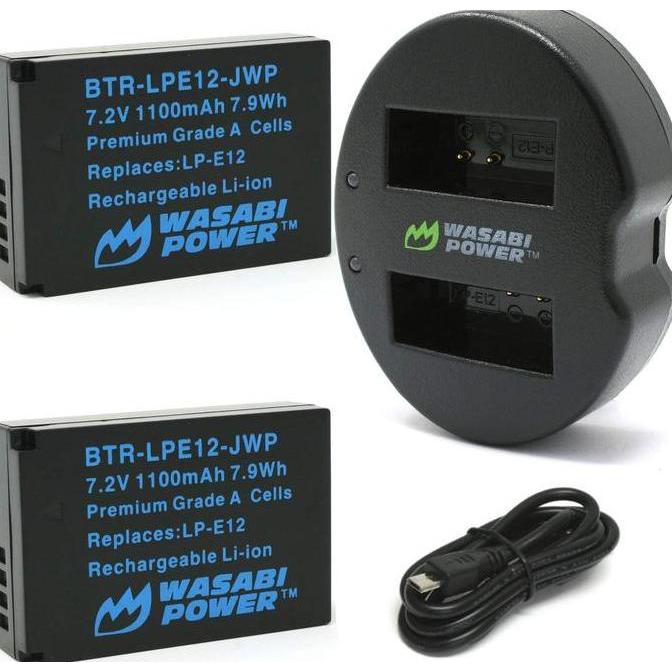 TERBARU - Wasabi Power Battery & Charger KIT for Canon LP-E12 LPE12 E12 Baterai EOS 100D M M2 M10 M5