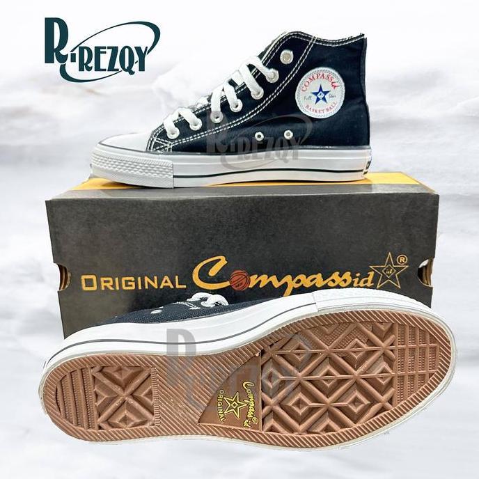 DF27 >> R Rezqy - Sepatu Compass Id model High Sepatu Anak Sekolah Sd Smp Sma warna Hitam putih