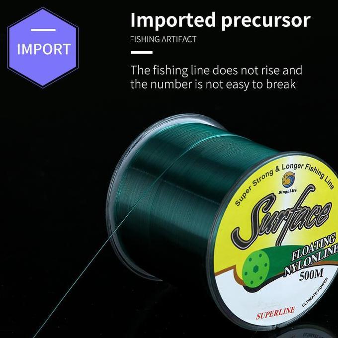 Bingolife Jerman Senar Pancing Nilon 500m Kuat Anti Keriting Senar Pancing Laut Olahraga Alat (TERBA