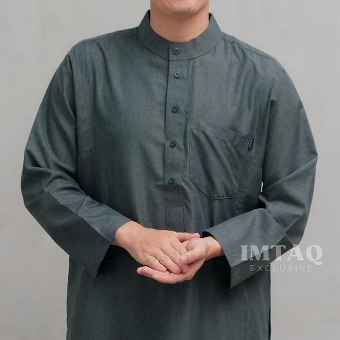 Premium Jubah Pria Muslim Dewasa Imtaq Premium Gamis Lengan Panjang Kancing Lentur Nyaman