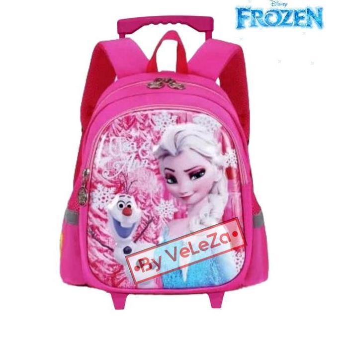 DR149 >> Tas ransel troli anak PAUD TK tas troli anak perempuan motif frozen elsa tas troli anak tas