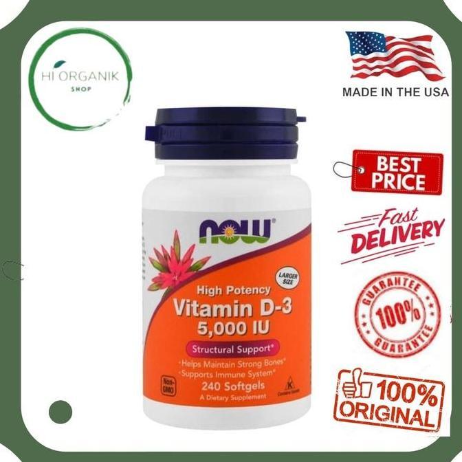 240 Caps Now Foods Vitamin D3 5000 IU /Now Vitamin D3