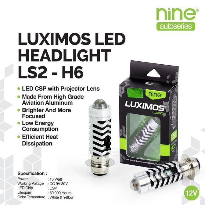 Promo LUXIMOS Lampu Utama Motor Mini Projie LED H6 Projector Laser Putih Kuning (HI/LO) CSP Chip PNP