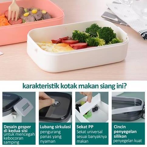 Ecentio Kotak Makan Siang Single Double Layer Lunch Box