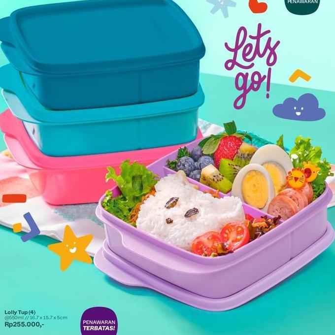 lolytup tempat makan sekat tiga anak TK SD lunch box tupperware