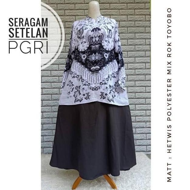YN - Gamis Setelan Seragam Batik PGRI  Wanita | Gamis Seragam Guru | Gamis Seragam Kerja Muslim Remp