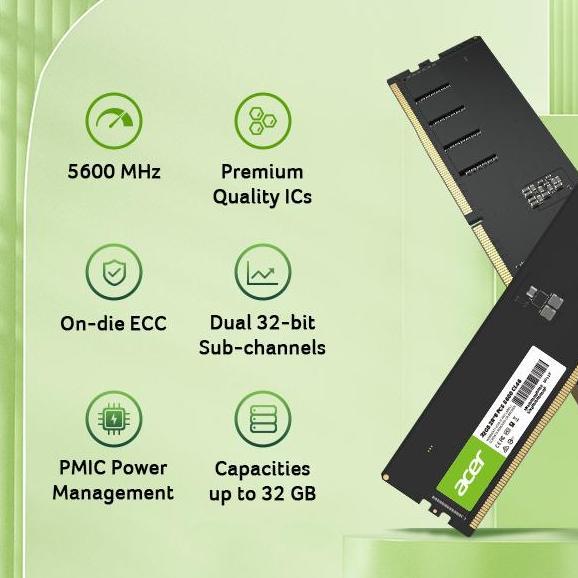 ACER UD200 DDR5 5600 U-DIMM [Desktop RAM] / RAM Desktop PC 5600MHz (TERBAIK) (TERBARU) (TERMURAH)