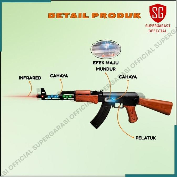 Mainan tembak tembakan AK47 with light and sound [terbaik]
