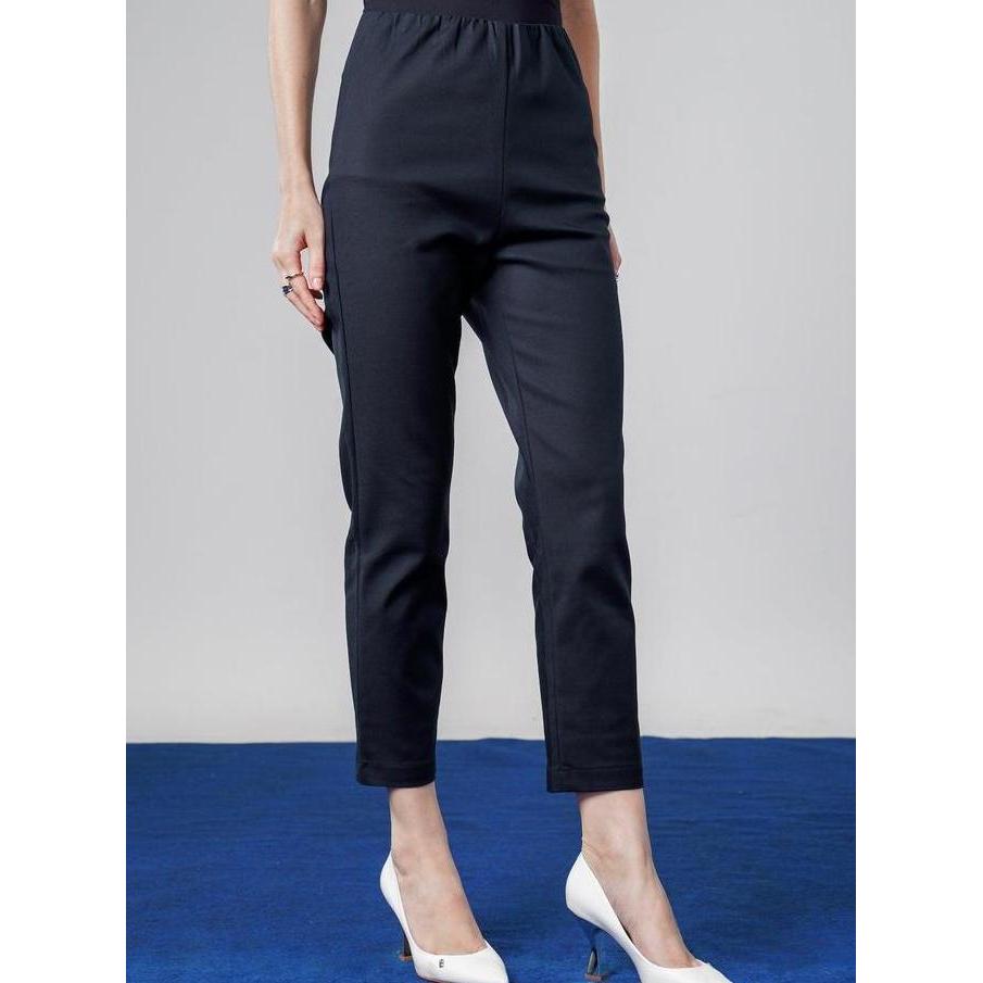 Benang Jarum - Hh Waist Ankle Pants - Navy