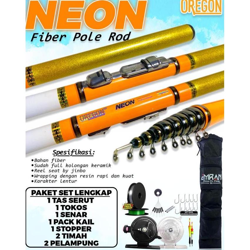 Set Lengkap Pancing Tegek kolong Oregon neon pole Murah reel joran (TERBAIK) (TERBARU) (TERMURAH)