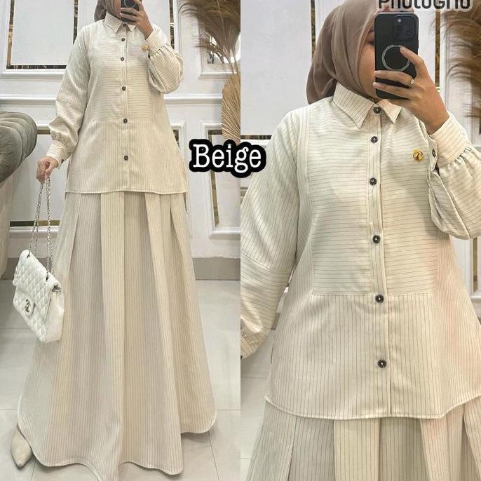 Queenasyari - VANYA One Set Rok Salur Wanita Jumbo (Tanpa Hijab) Style Daily Muslim Wanita Bahan Cot