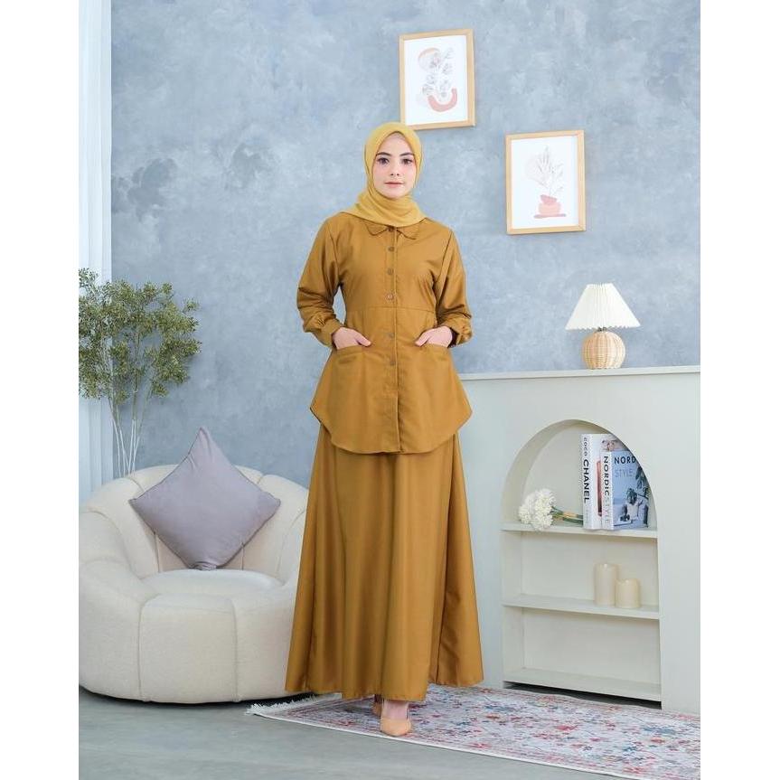 Gamis Seragam PNS PDH ASN Warna Khaki Model Setelan Bahan ToyoboPremium