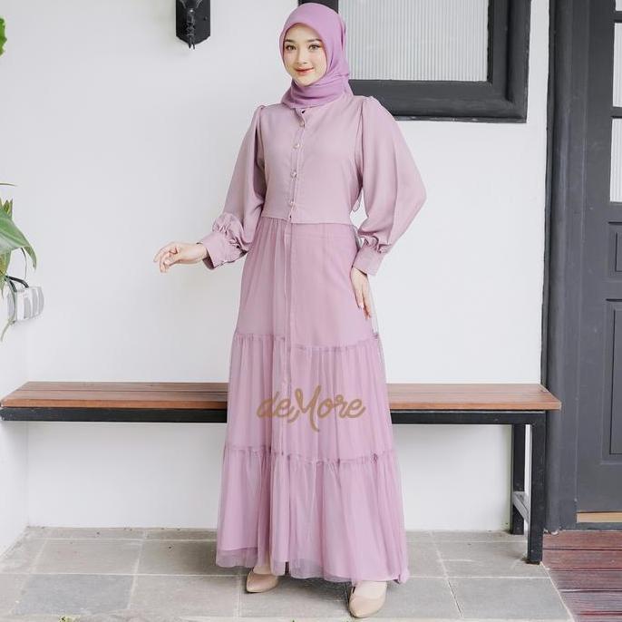 Demore | Gamis Pesta Remaja Dewasa 2in1 Set Rok Tutu Panjang Baju Kondangan Ready Hitam