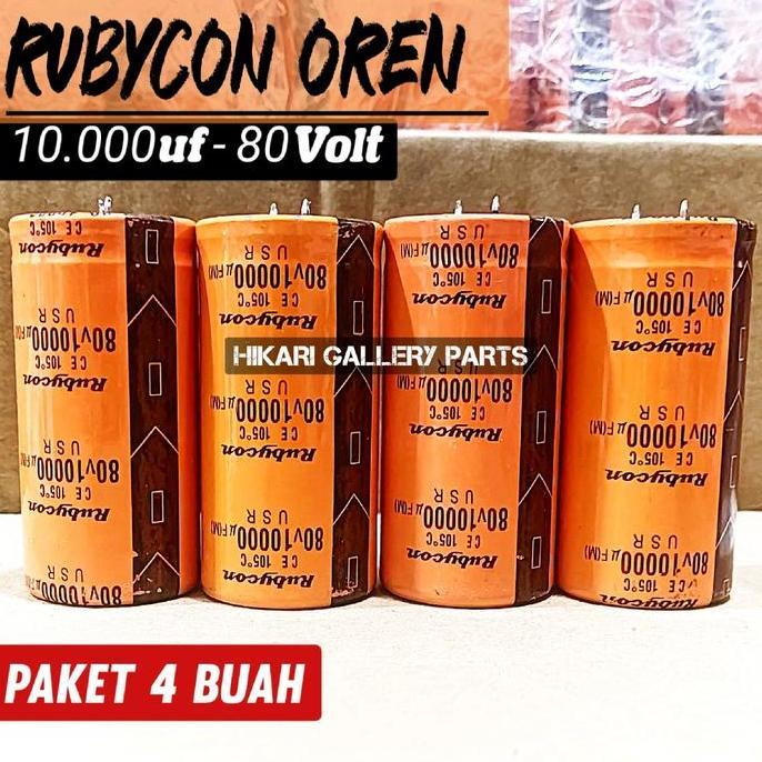 [PAKET 4 BUAH] ELCO RUBYCON 10000uf 80v OREN 4buah Kapasitor Elko 10000uf 80volt Oren / Elco 80v 100